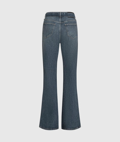 Belted high-rise flared jeans