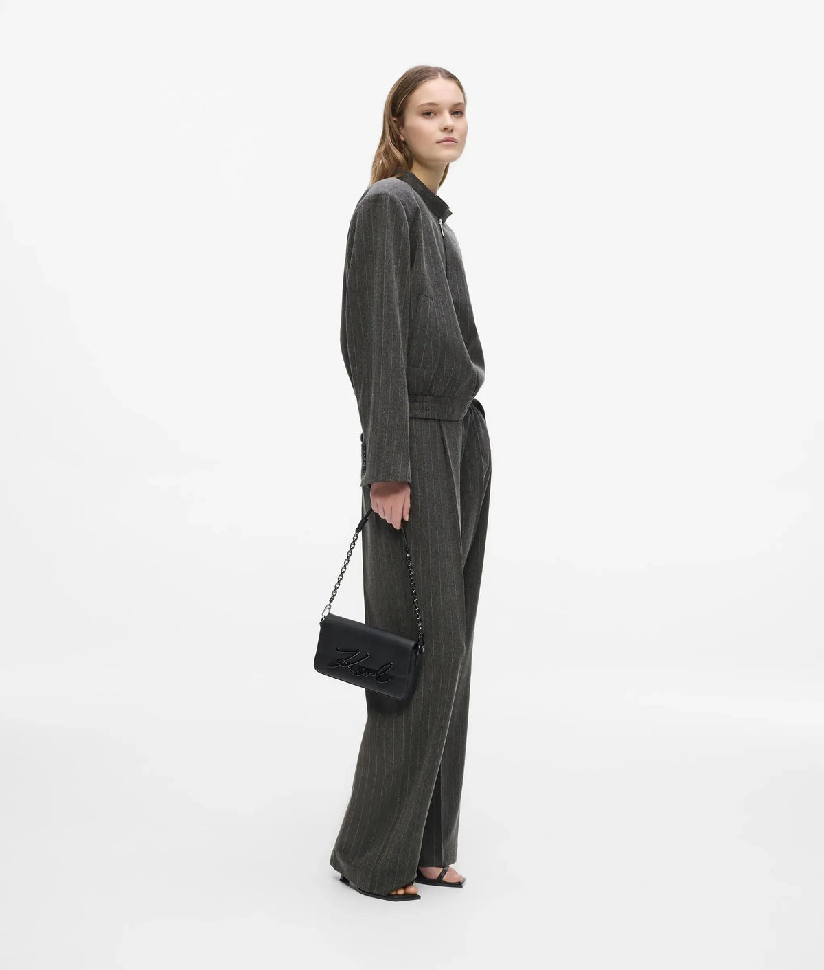 Pinstripe straight-leg pants