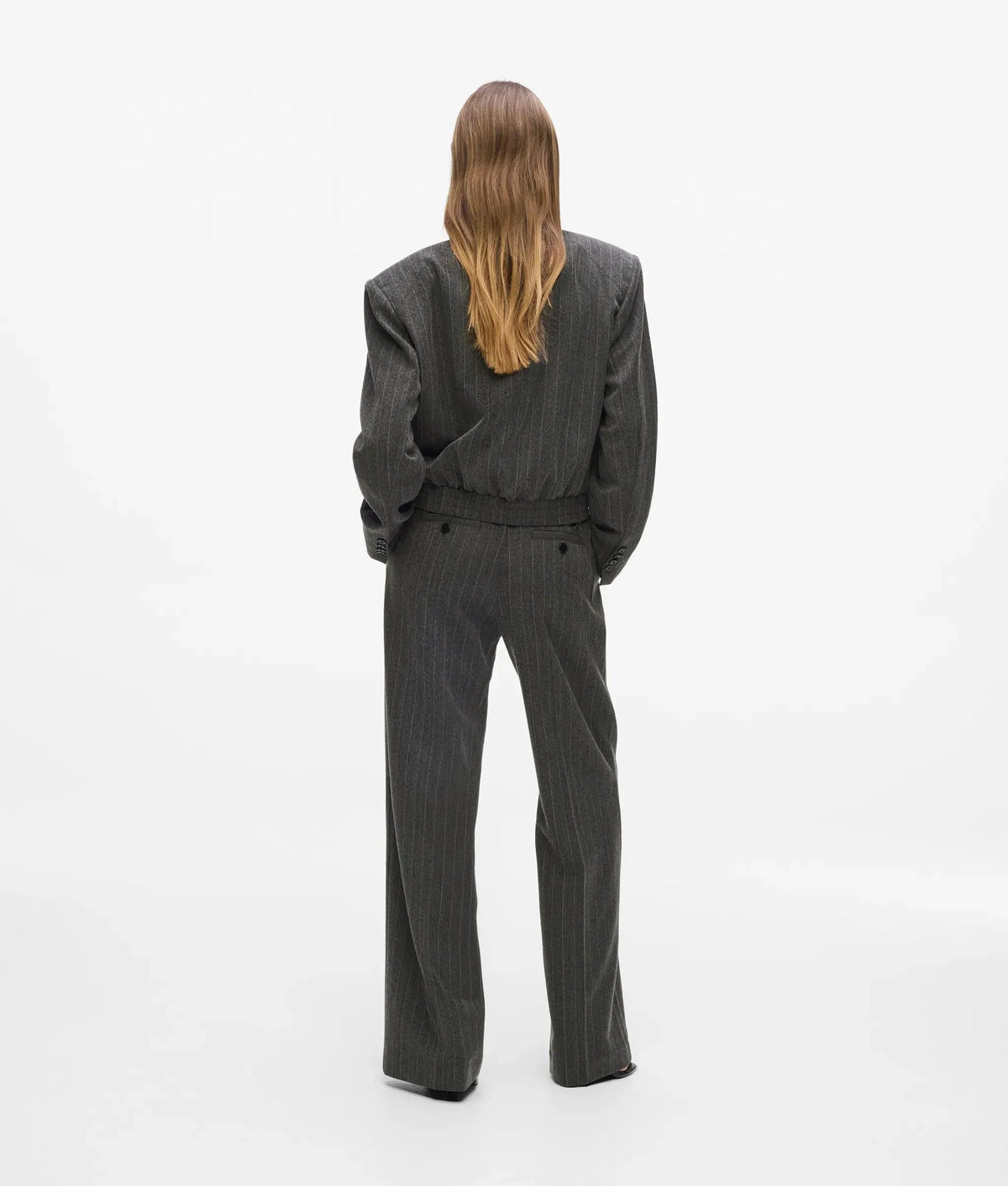 Pinstripe straight-leg pants