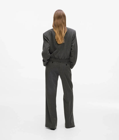 Pinstripe straight-leg pants