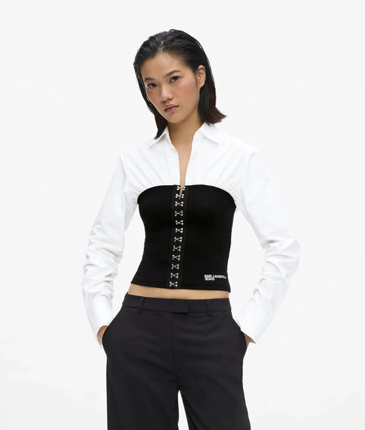 Corset detail poplin shirt