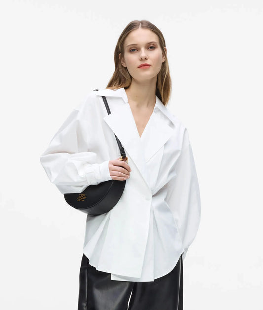 Double-breasted poplin shirt