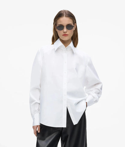 Shoulder pad poplin shirt