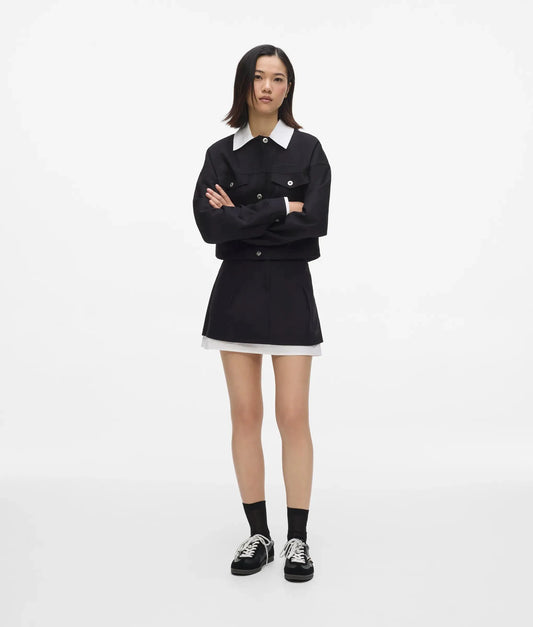 Black and white canvas mini skirt