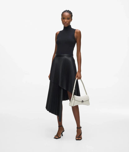 Pleated faux-leather skirt