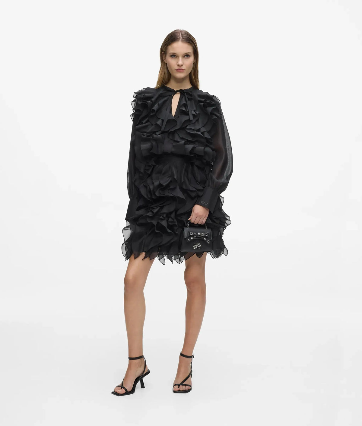 Organza ruffle mini skirt