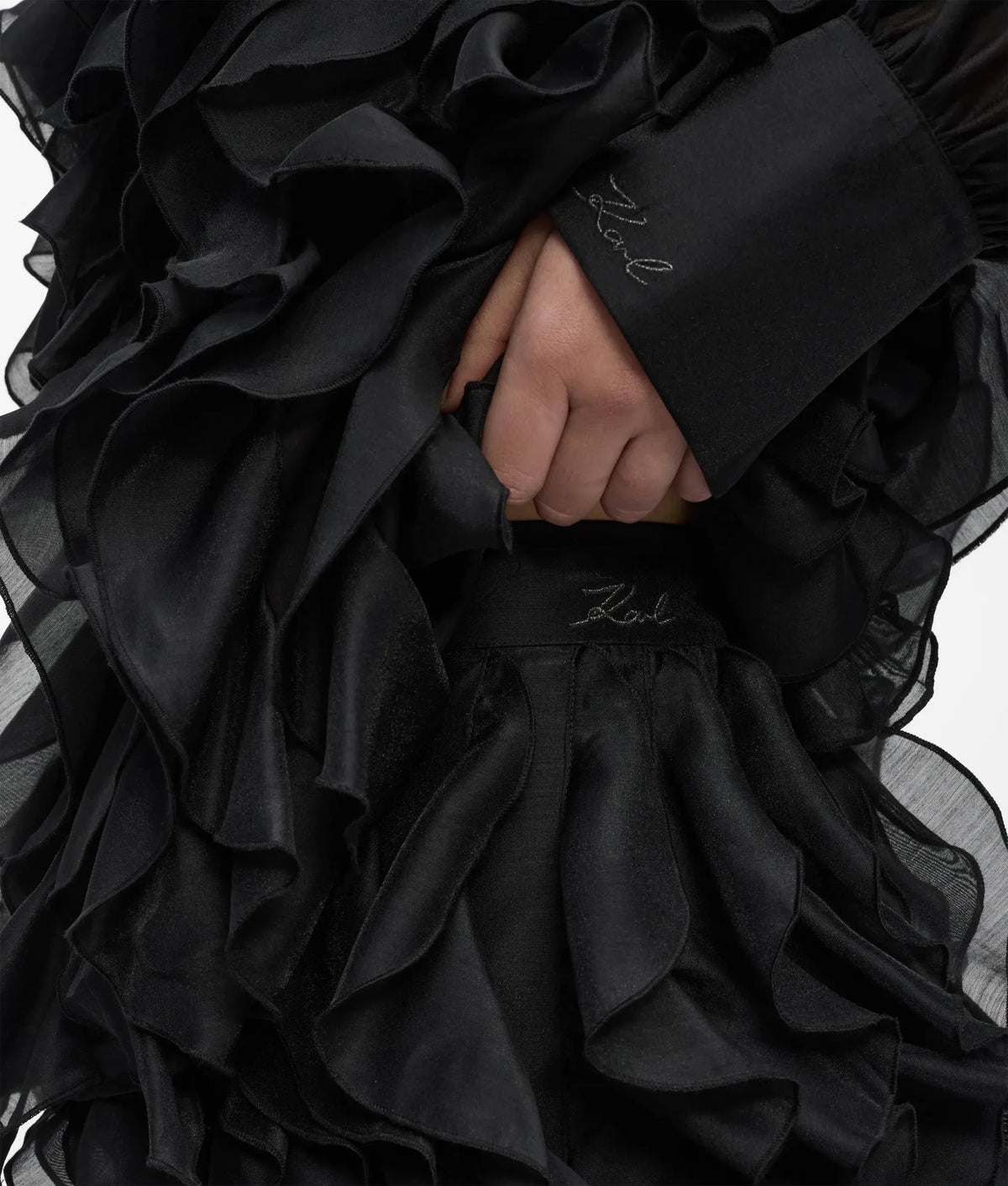 Organza ruffle mini skirt