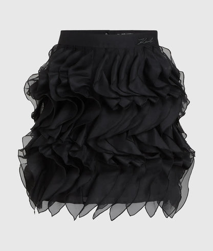 Organza ruffle mini skirt