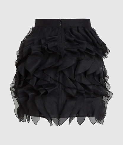 Organza ruffle mini skirt