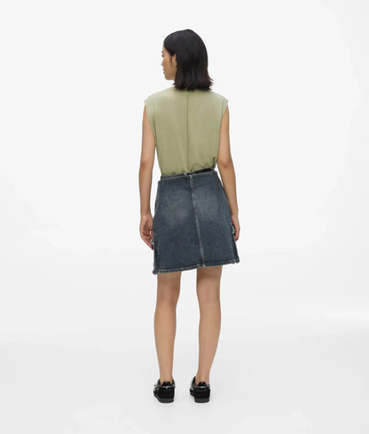 Buckle-detail denim mini skirt