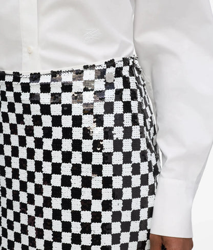 Checkerboard sequin mini skirt