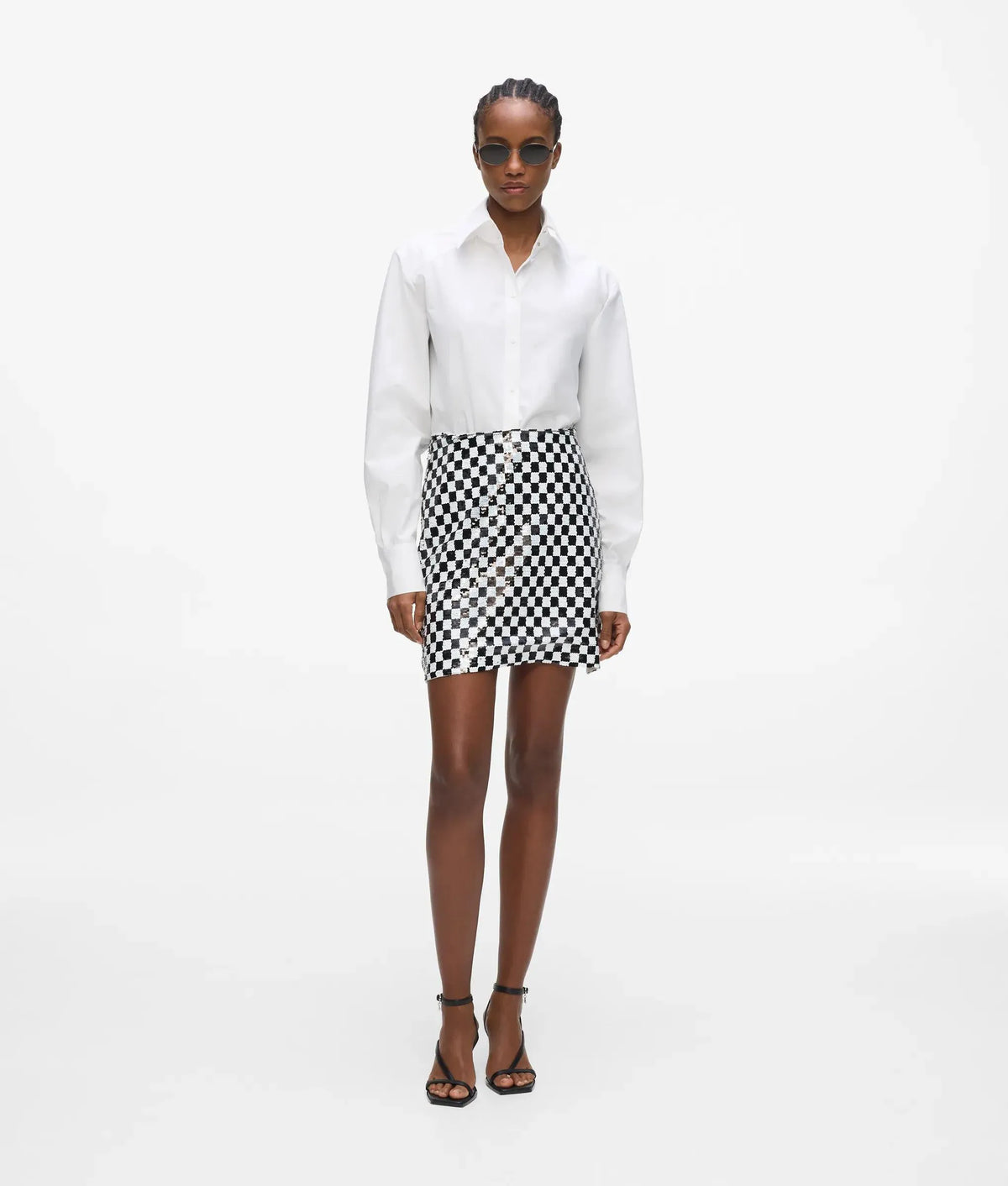 Checkerboard sequin mini skirt