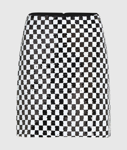 Checkerboard sequin mini skirt