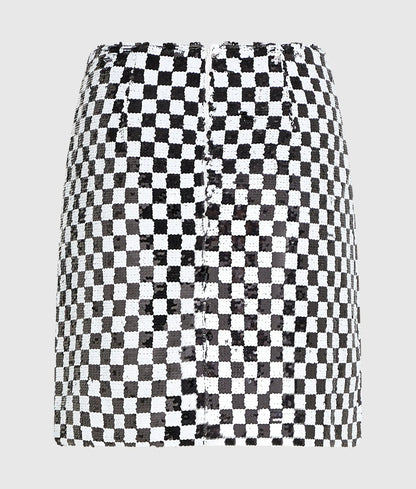 Checkerboard sequin mini skirt