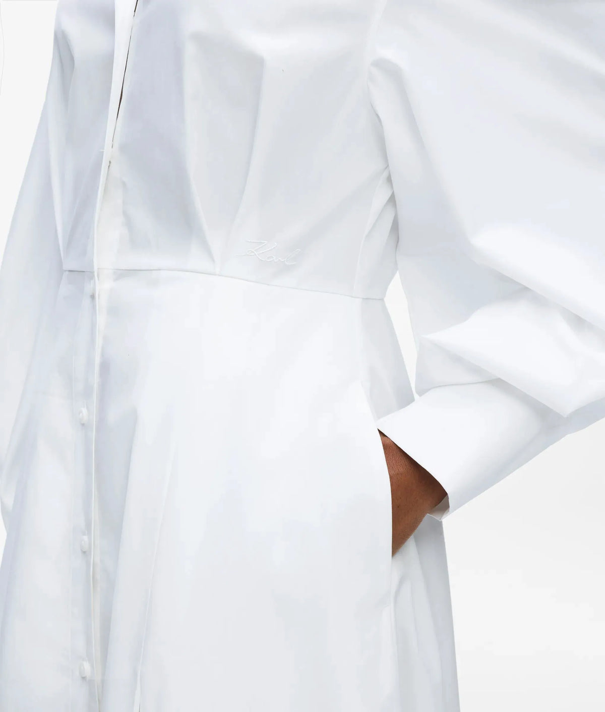 Poplin pleated shirt dress