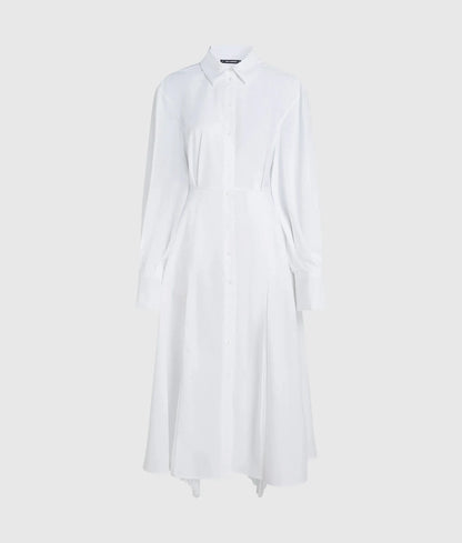 Poplin pleated shirt dress