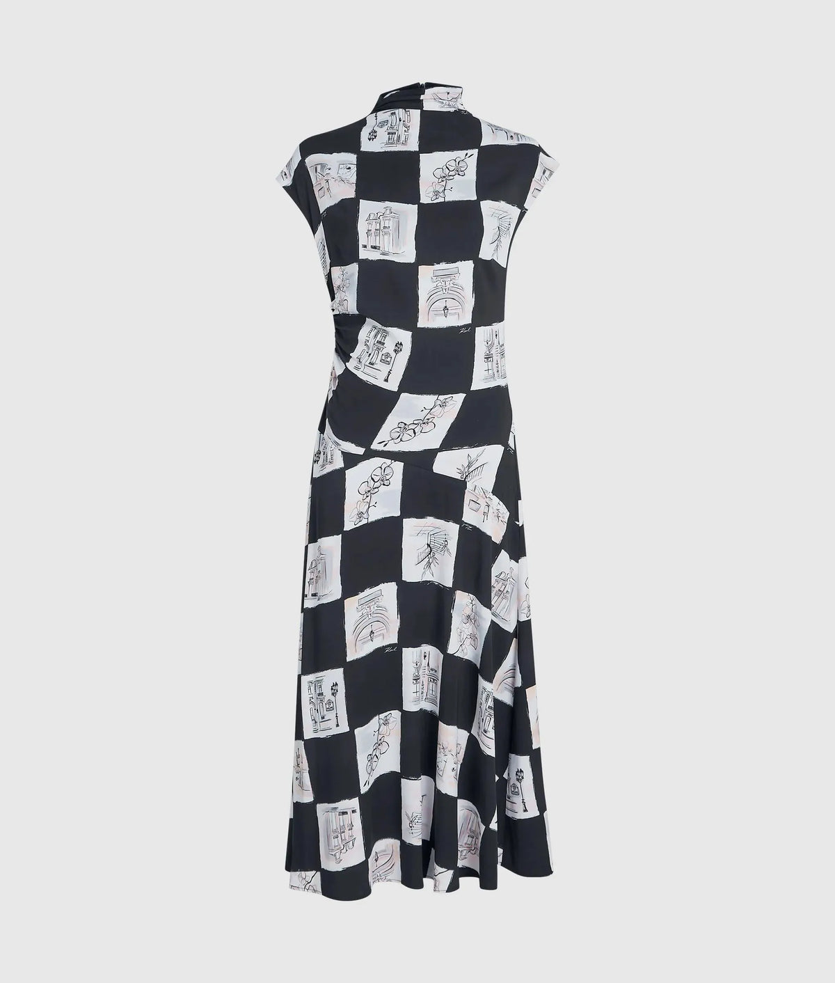 High-neck midi dress
