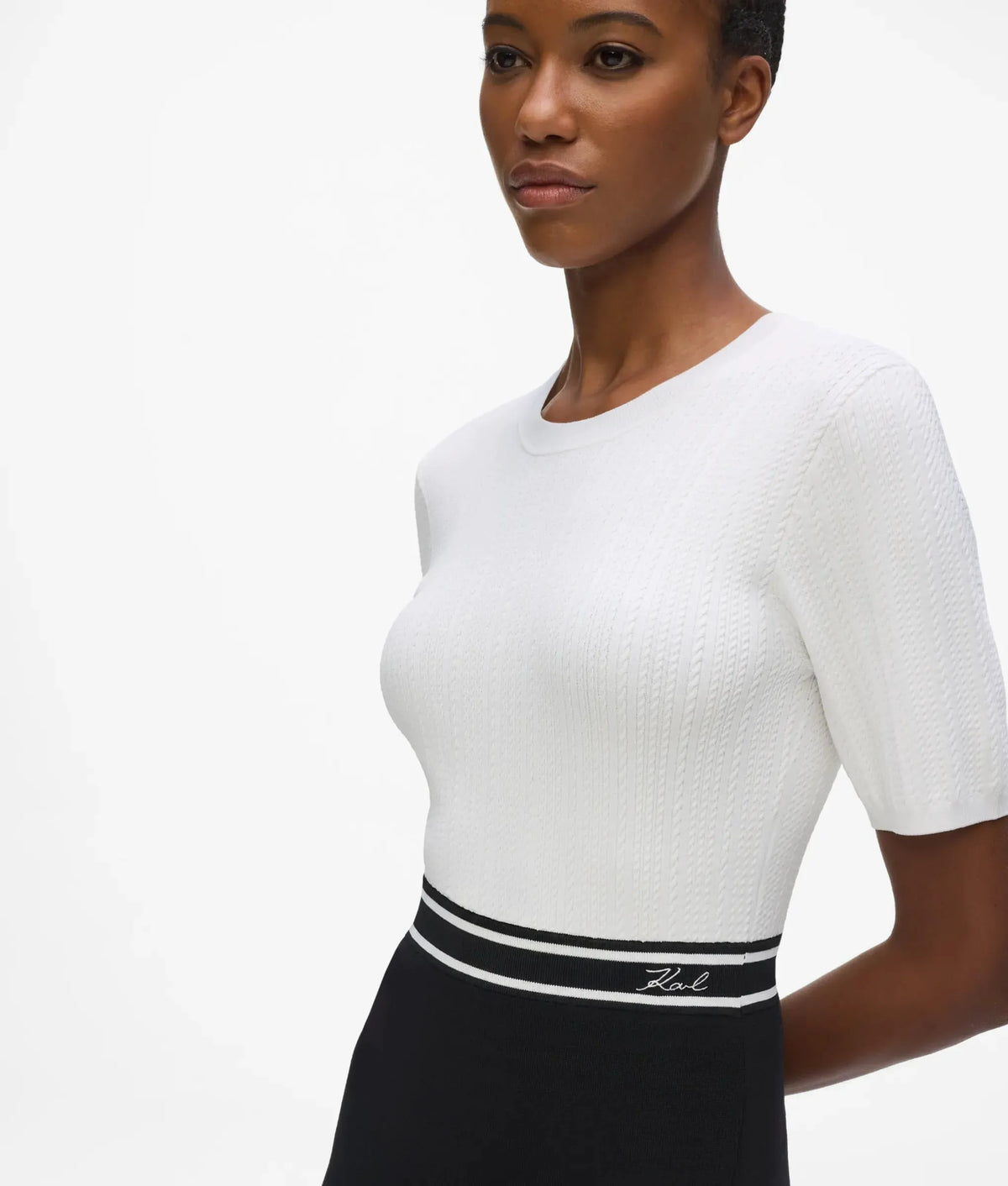 Logo two-tone knit dress