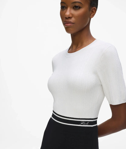 Logo two-tone knit dress