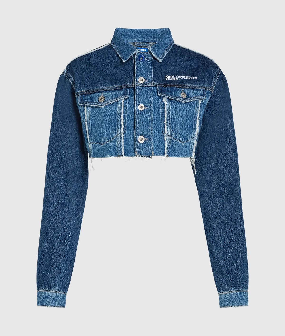 Blocked denim micro jacket
