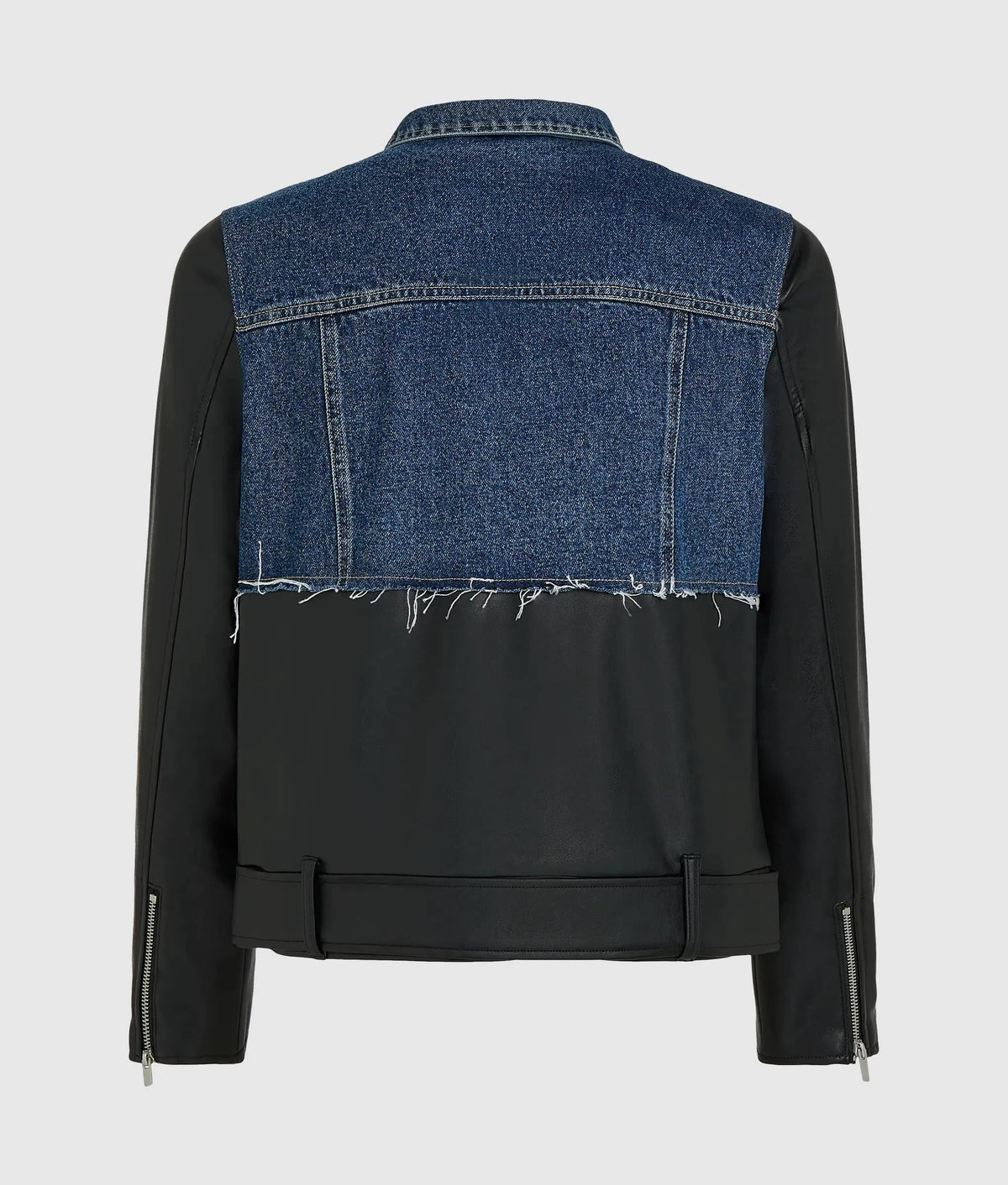 Faux-leather and denim jacket