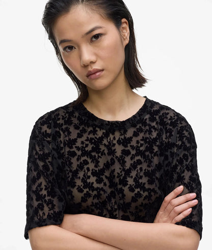 Floral mesh T-shirt