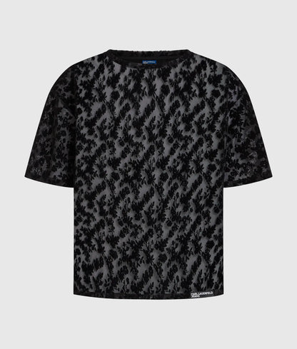 Floral mesh T-shirt