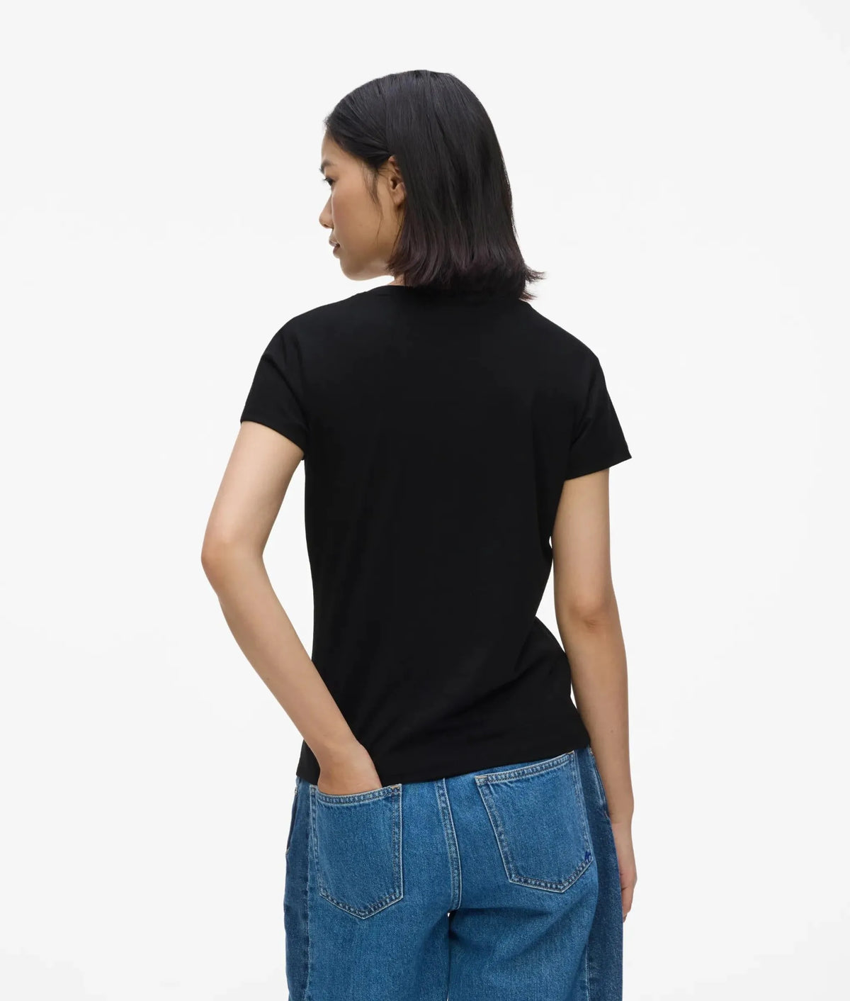 Slim-fit flocked floral T-shirt
