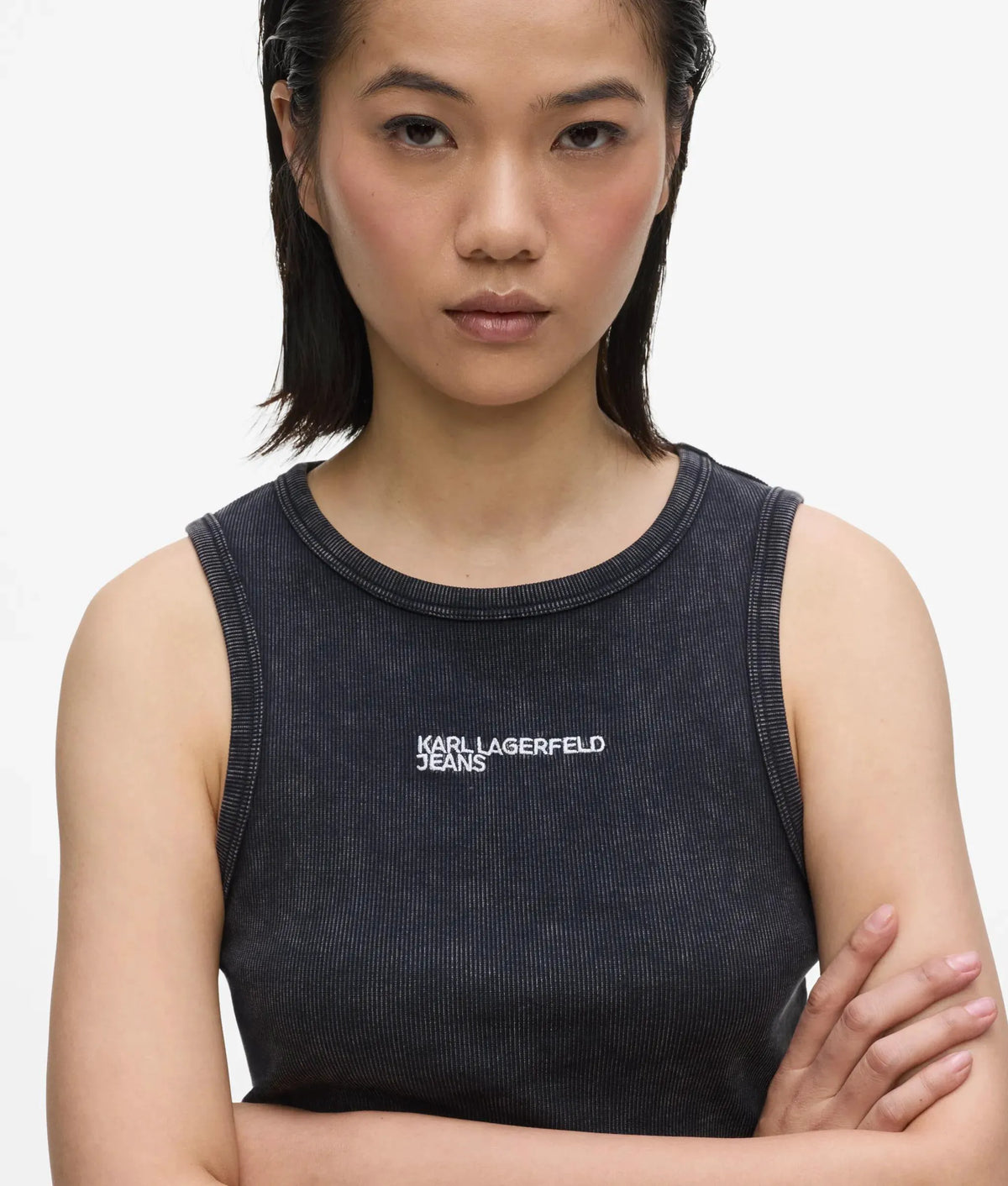 Washed ribbed tank top