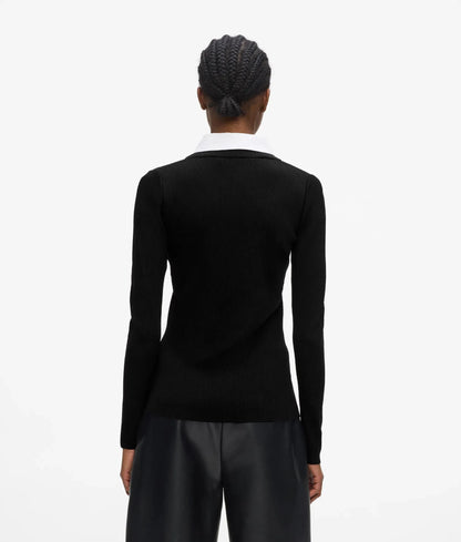 Contrast collar knit polo shirt