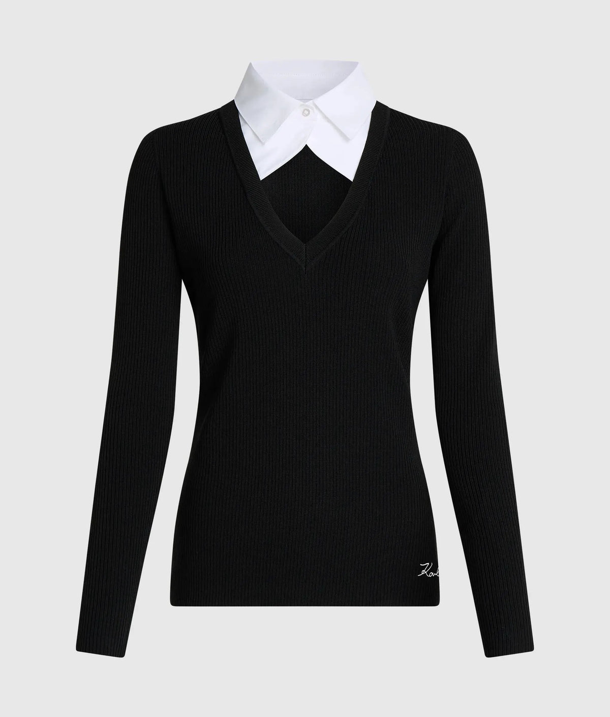 Contrast collar knit polo shirt