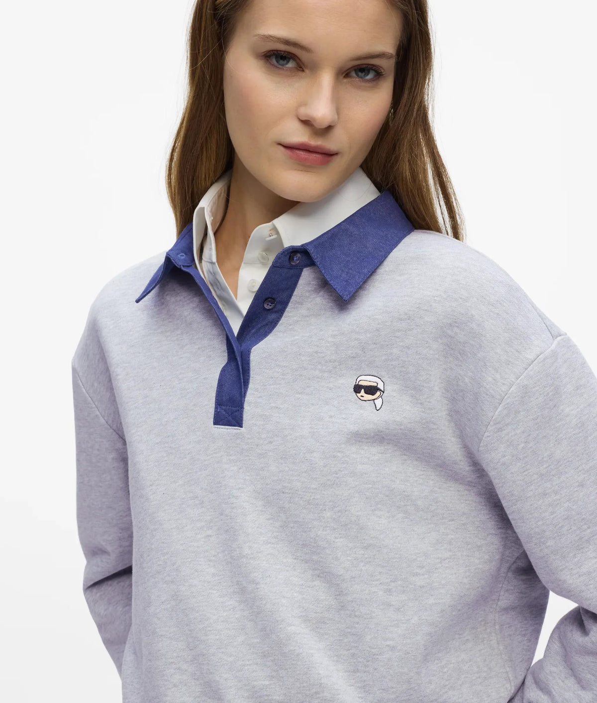 Ikon denim detail sweatshirt