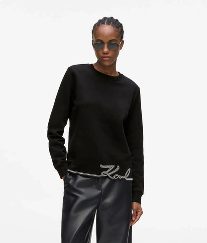 Signature faux-pearl hem sweatshirt