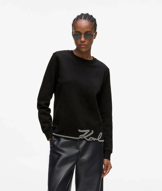 Signature faux-pearl hem sweatshirt