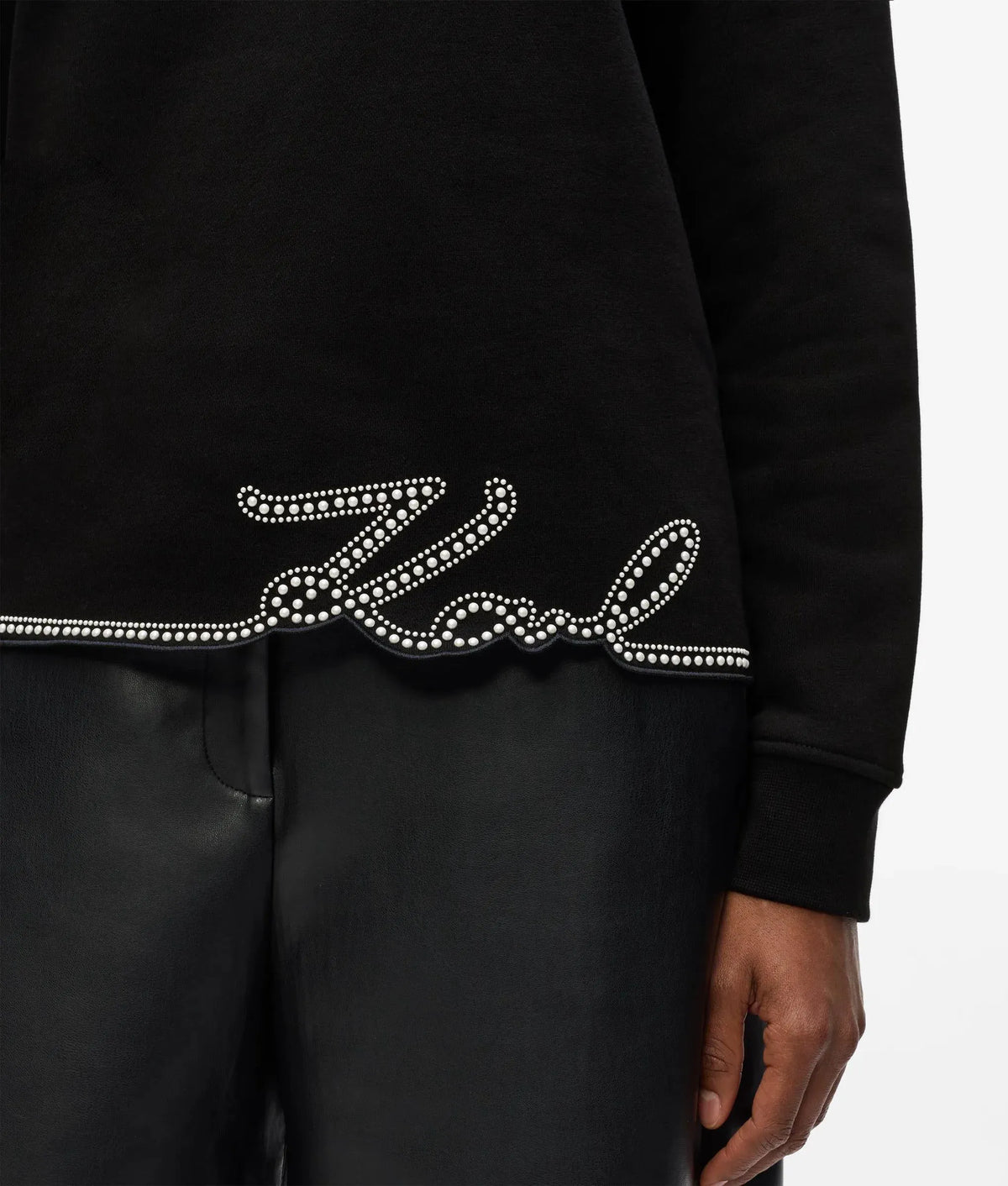 Signature faux-pearl hem sweatshirt