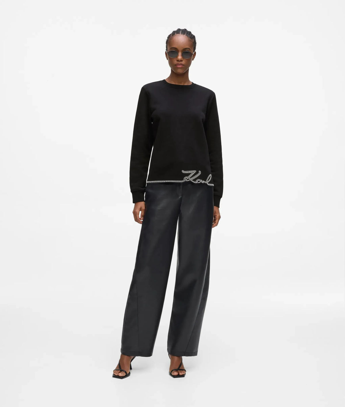 Signature faux-pearl hem sweatshirt
