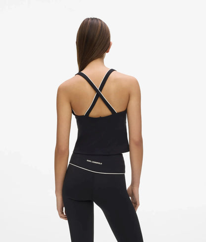 Contrast piping athleisure tank top