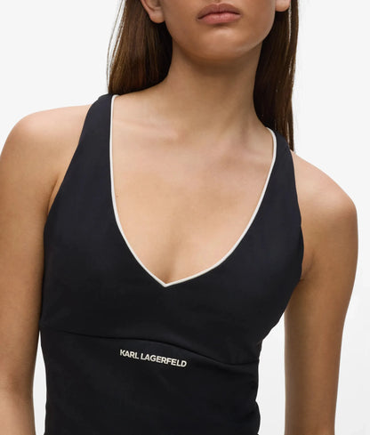 Contrast piping athleisure tank top