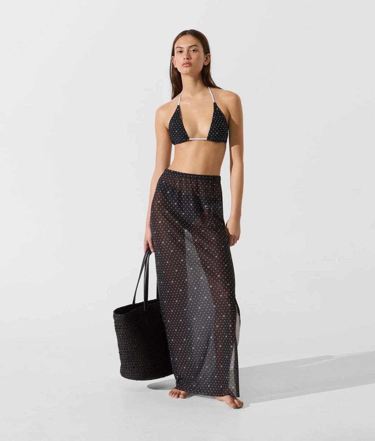 Polka dot mesh pareo