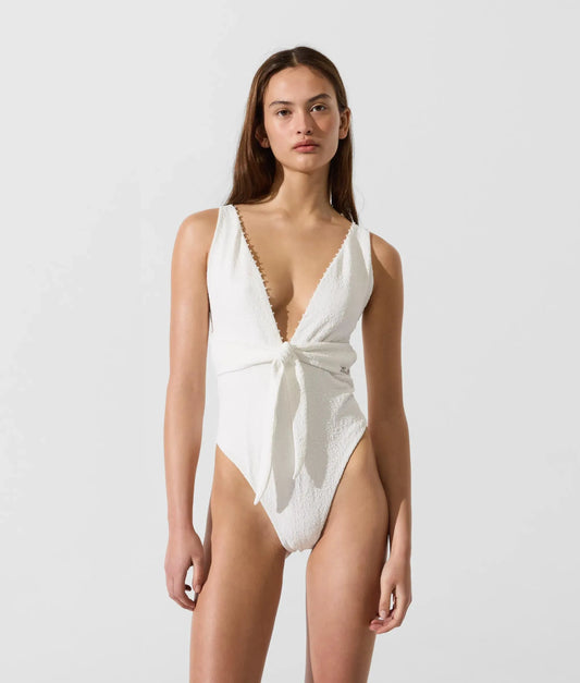 Textured faux-pearl swimsuit
