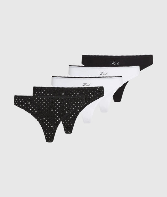 Polka dot print thong – 5-pack