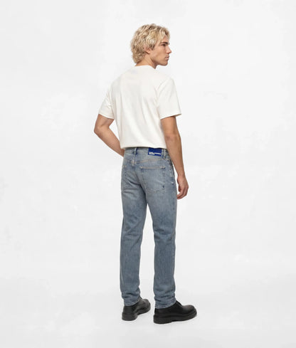 Vintage wash tapered jeans