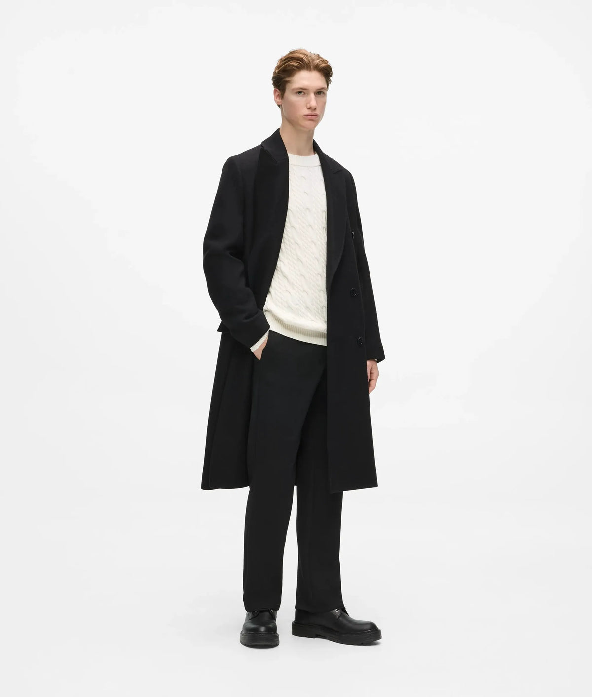 Wool-blend long coat