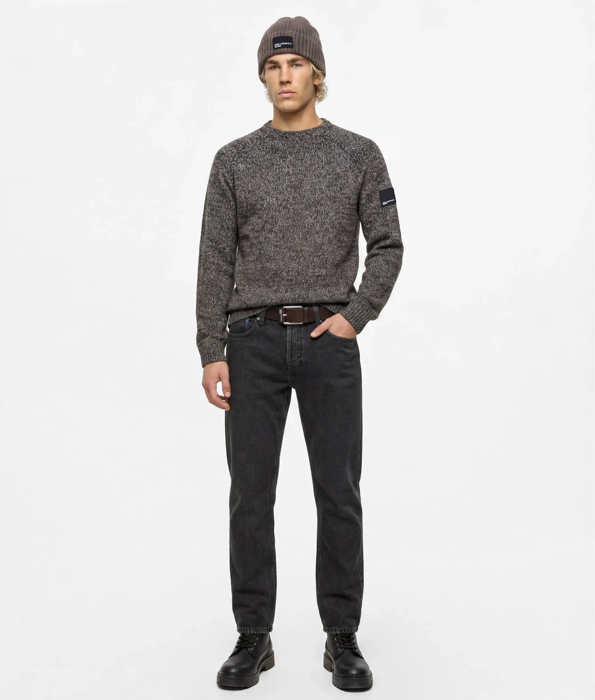 Wool-blend mélange sweater