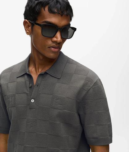 Monogram checked polo shirt