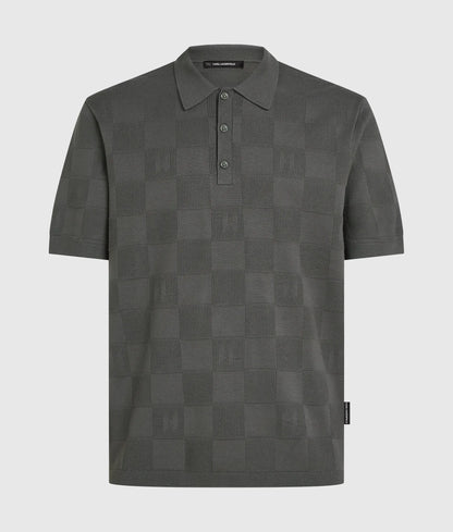 Monogram checked polo shirt
