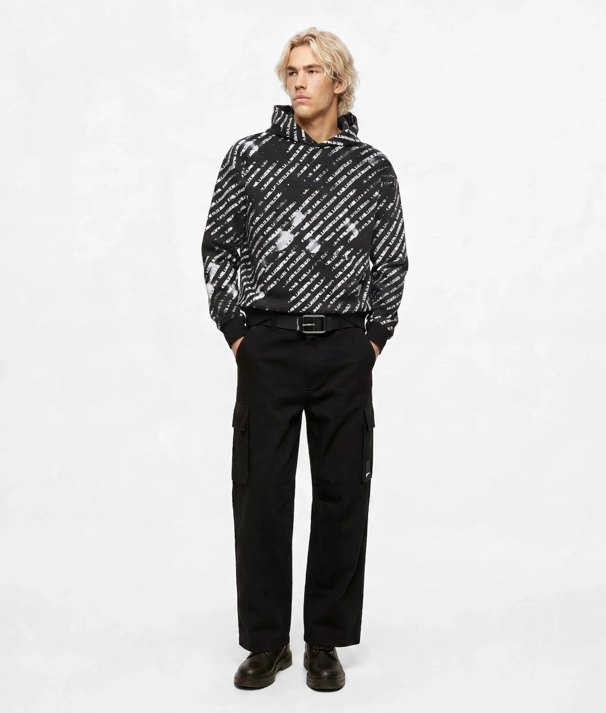 Relaxed all-over ombré logo hoodie