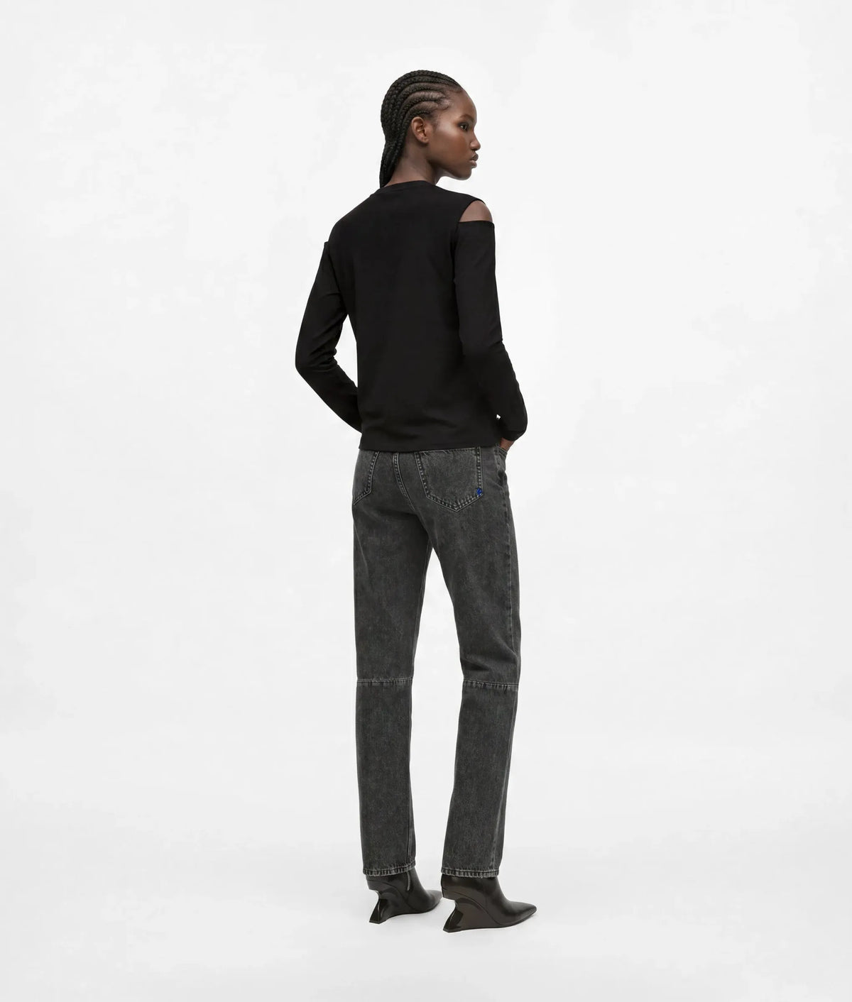 Zipped high-rise straight jeans