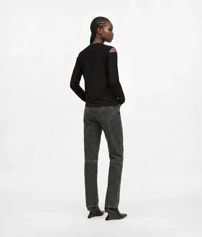 Zipped high-rise straight jeans