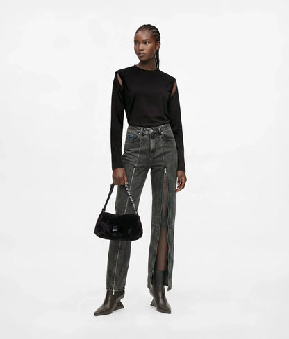Zipped high-rise straight jeans